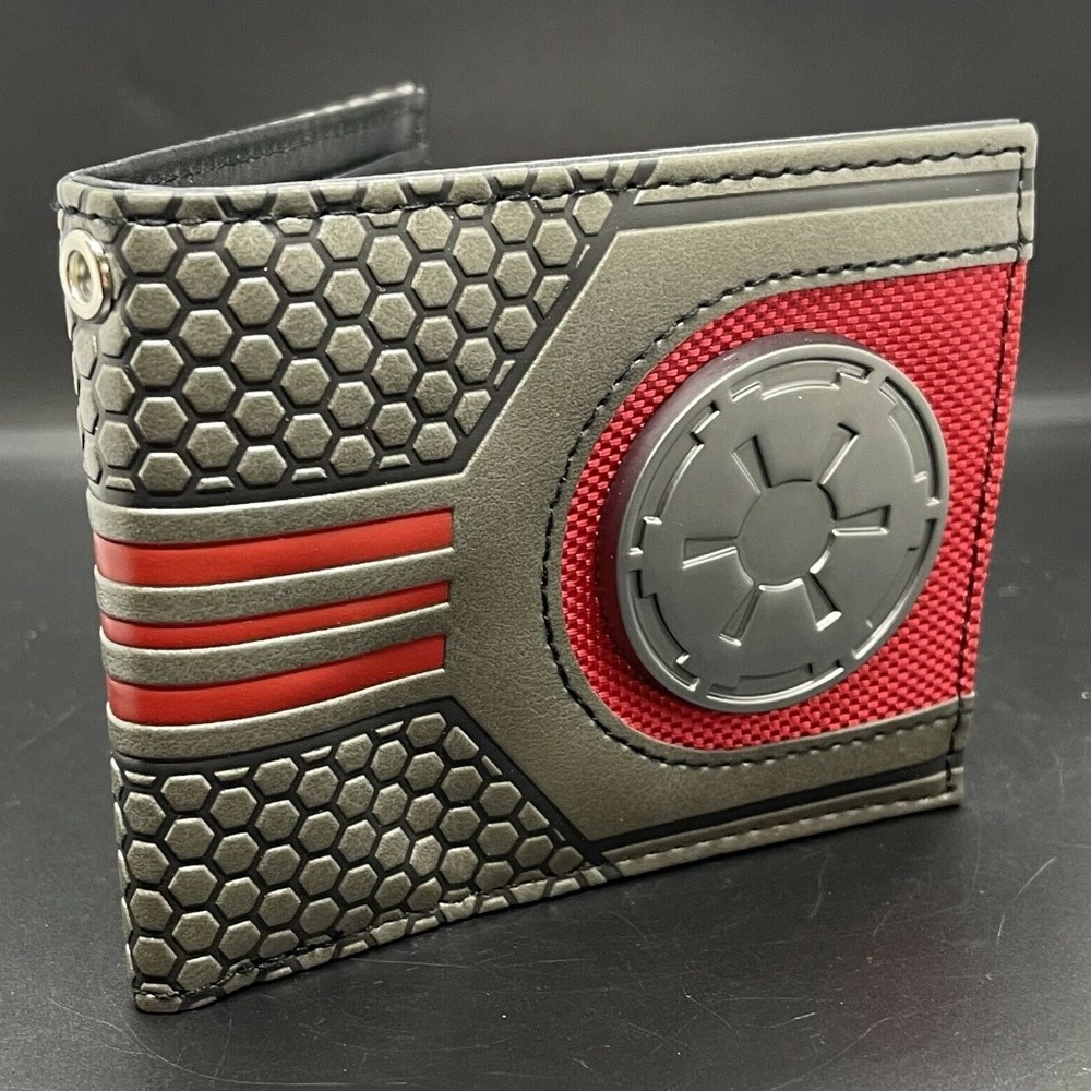 Star Wars Imperial Metal Emblem Logo Polyester 6-Card Bi-fold Black Red Wallet